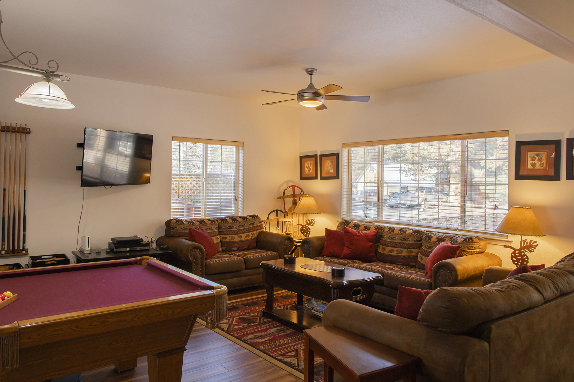 Living room with pool table